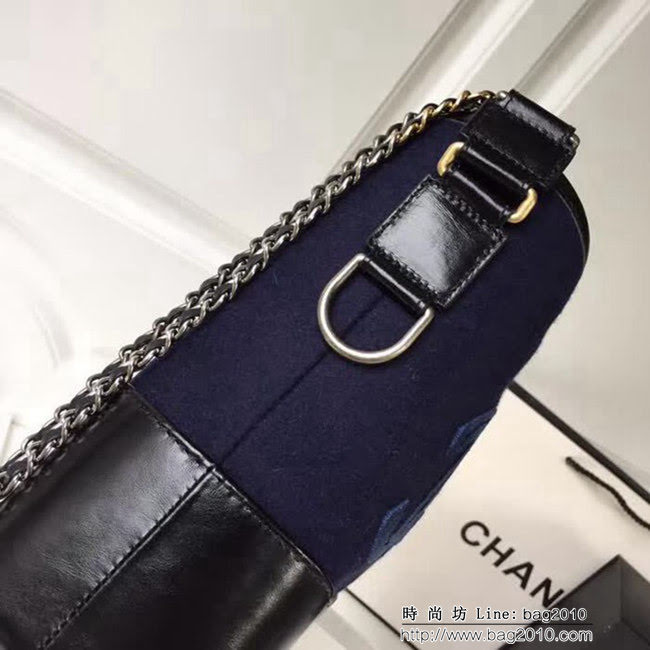 香奈兒CHANEL *Gabrielle 2018巴黎漢堡系列羊毛刺繡簽名流浪包 DSC1003